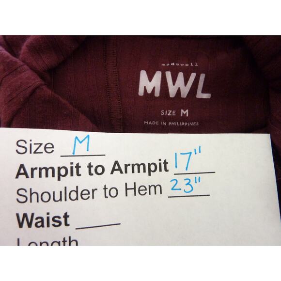 MWL Madewll Brushed Ribbed Mock Turtleneck Womens Medium Shirt Top Long Sleeve - Picture 6 of 6